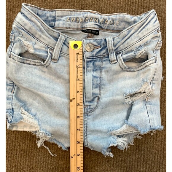 American Eagle Shorts Womens 0 Low Rise Distressed Next Level Stretch Y2K Denim - Picture 5 of 9